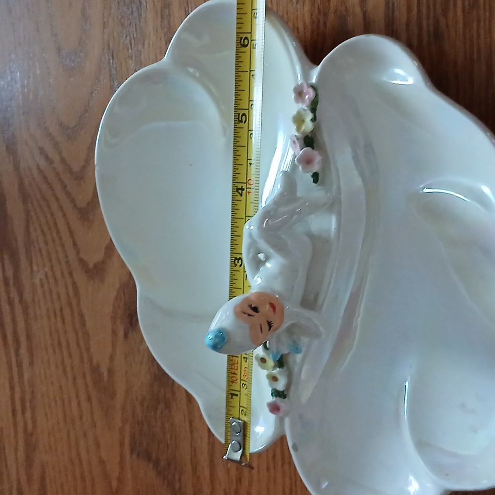 Vintage Lefton irridescent divided pixie candy dish - Picture 9 of 10